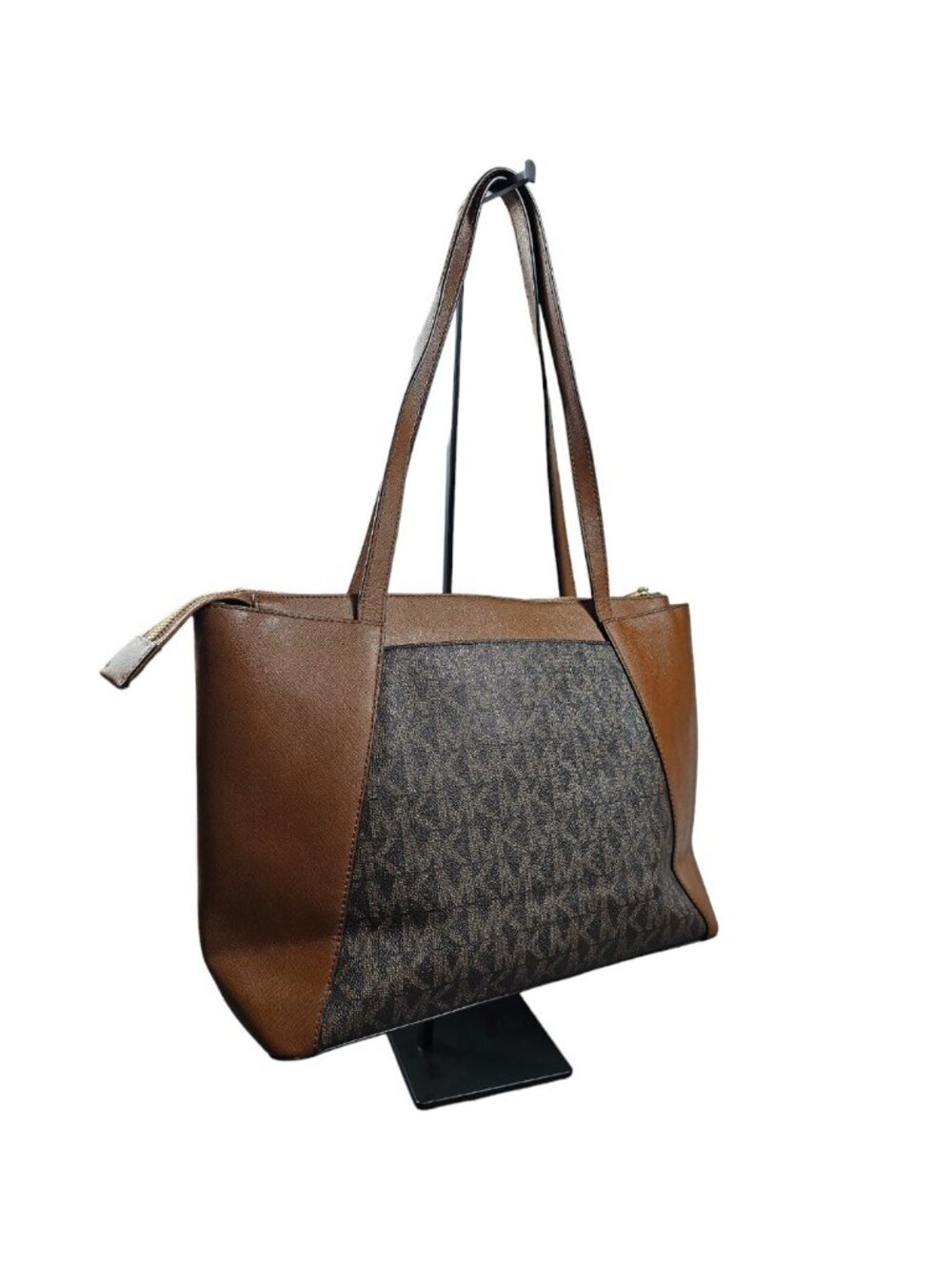 Michael Kors Sinclair Large Logo Tote Bag Brown Canvas Leather 38H9CN2T2B Flaw - Picture 3 of 13